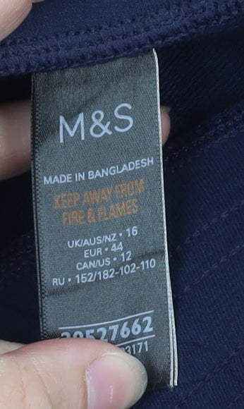 Brand and care label for Marks & Spencer Men's Blue Cotton Joggers, size 16, Regular Fit