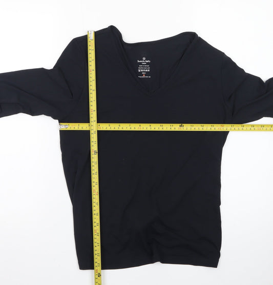 Sweaty Betty Womens Black V-Neck Long Sleeve Stretch Top Size M