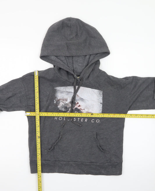 Hollister Women Grey XS Pullover Hoodie with Graphic Print