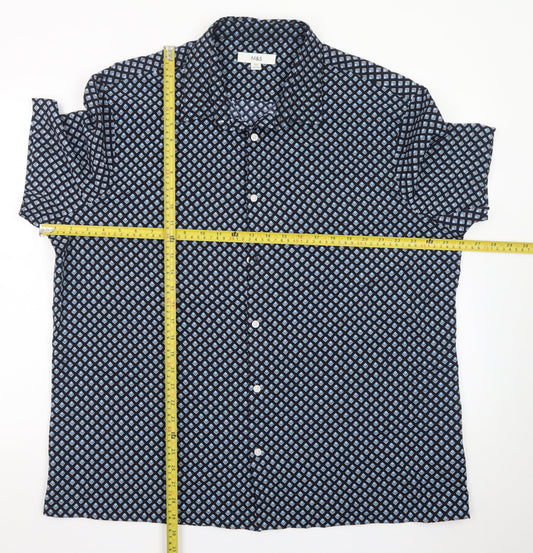 Marks and Spencer Men's Blue Geometric Short Sleeve 2XL Dress Shirt