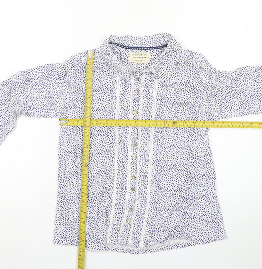 Beacon Cove Women's White Polka Dot Cotton Blouse Size 10