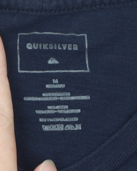 Quiksilver Men's Navy Blue Regular Fit Cotton T-Shirt Size L