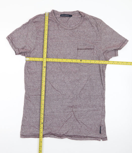 French Connection Men's Purple Marl Crew Neck Short Sleeve T-Shirt Size L