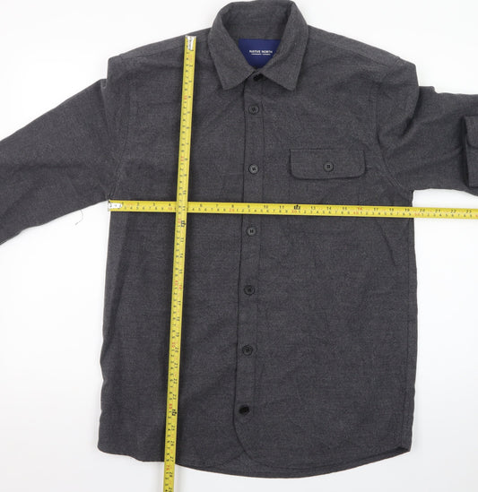 Native North Men's Grey Wool Shirt Jacket Size M Casual Flannel Style