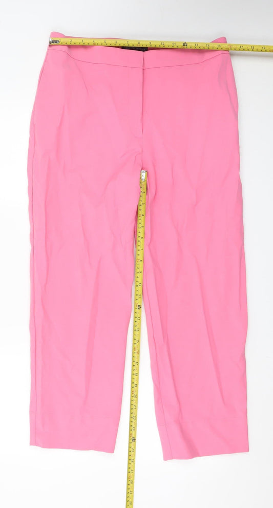 Marks and Spencer Women Pink Cropped Tailored Trousers Size 14