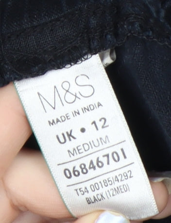 Marks and Spencer Womens Black Linen Cargo Trousers Size 12
