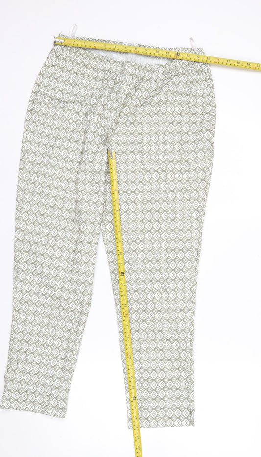 David Nieper Womens Green Geometric Jersey Elastic Waist Trousers UK 14