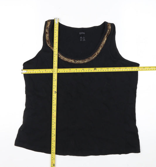 Esmara Women Black Beaded Scoop Neck Tank Top Size 14/16