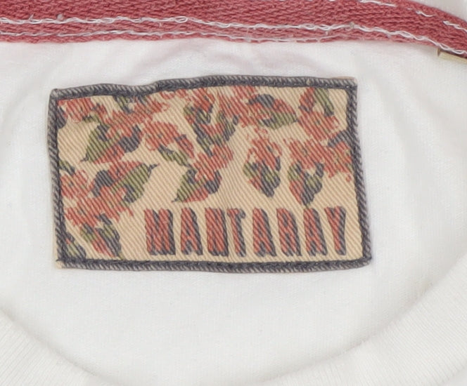 Mantaray Men’s White Graphic Print Beach City Cotton T-Shirt Size M