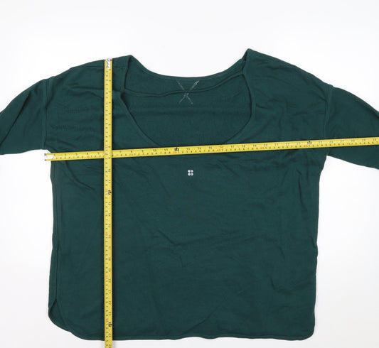 Sweaty Betty Women Green XL Pullover Sweatshirt Long Sleeve Relaxed Fit