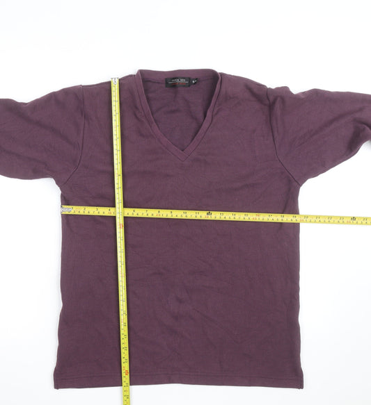 Jessica Reid Womens Purple V-Neck Cotton Long Sleeve Jumper Size 8/10