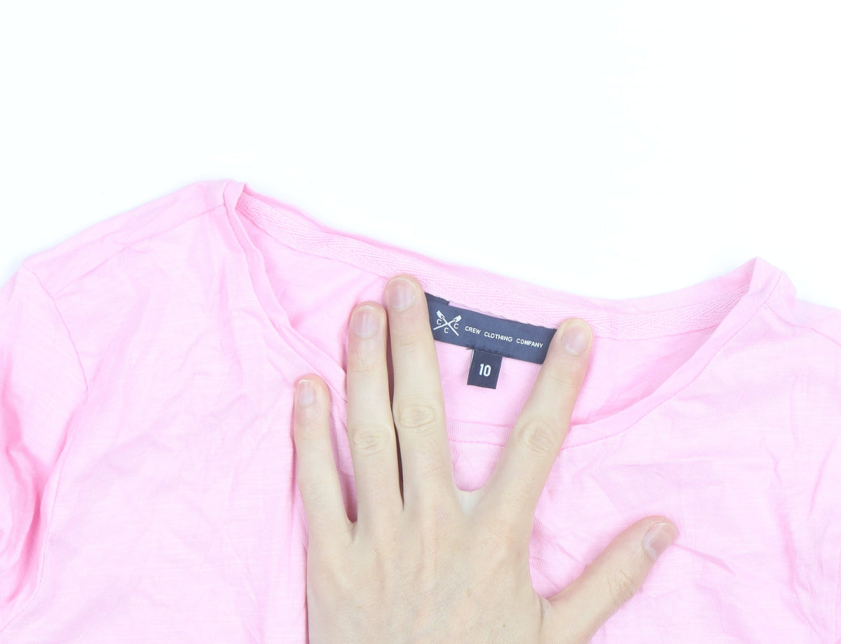 Brand and care label for Crew Clothing Pink Long Sleeve Cotton T-Shirt, size 10