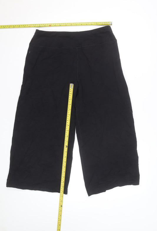 Marks and Spencer Women’s Black Cropped Wide-Leg Cotton Trousers Size 12