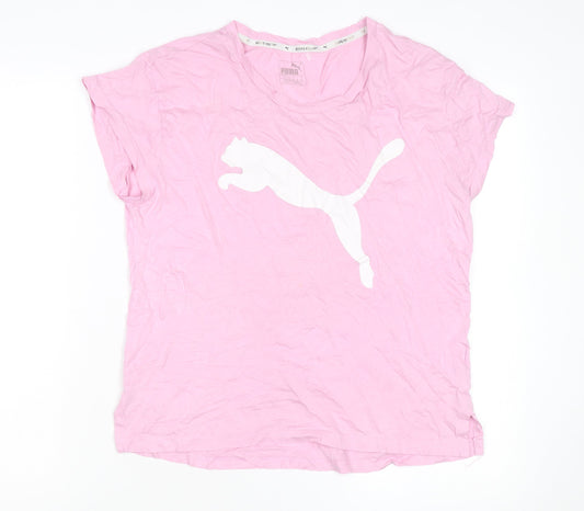 Additional front view of Puma Women's Pink Basic Sports T-Shirt, size 10