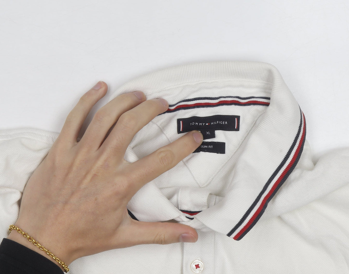 Tommy Hilfiger Men's White Slim Fit Polo Shirt XL Classic Casual