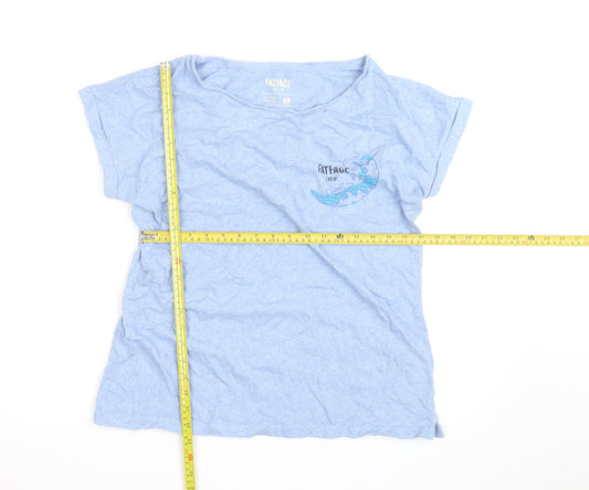 FatFace Womens Blue Short Sleeve Crew Neck Cotton T-Shirt UK 14