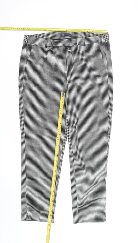 Marks and Spencer Women's Black Houndstooth Cropped Trousers Size 18
