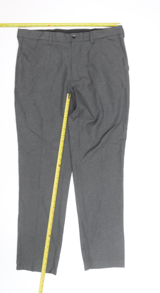 Marks and Spencer Men's Grey Slim Fit Dress Trousers 34R