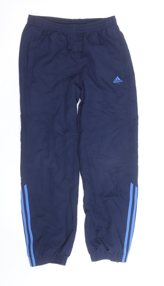 Additional front view of Adidas boys’ blue track pants 10 years regular fit activewear trousers