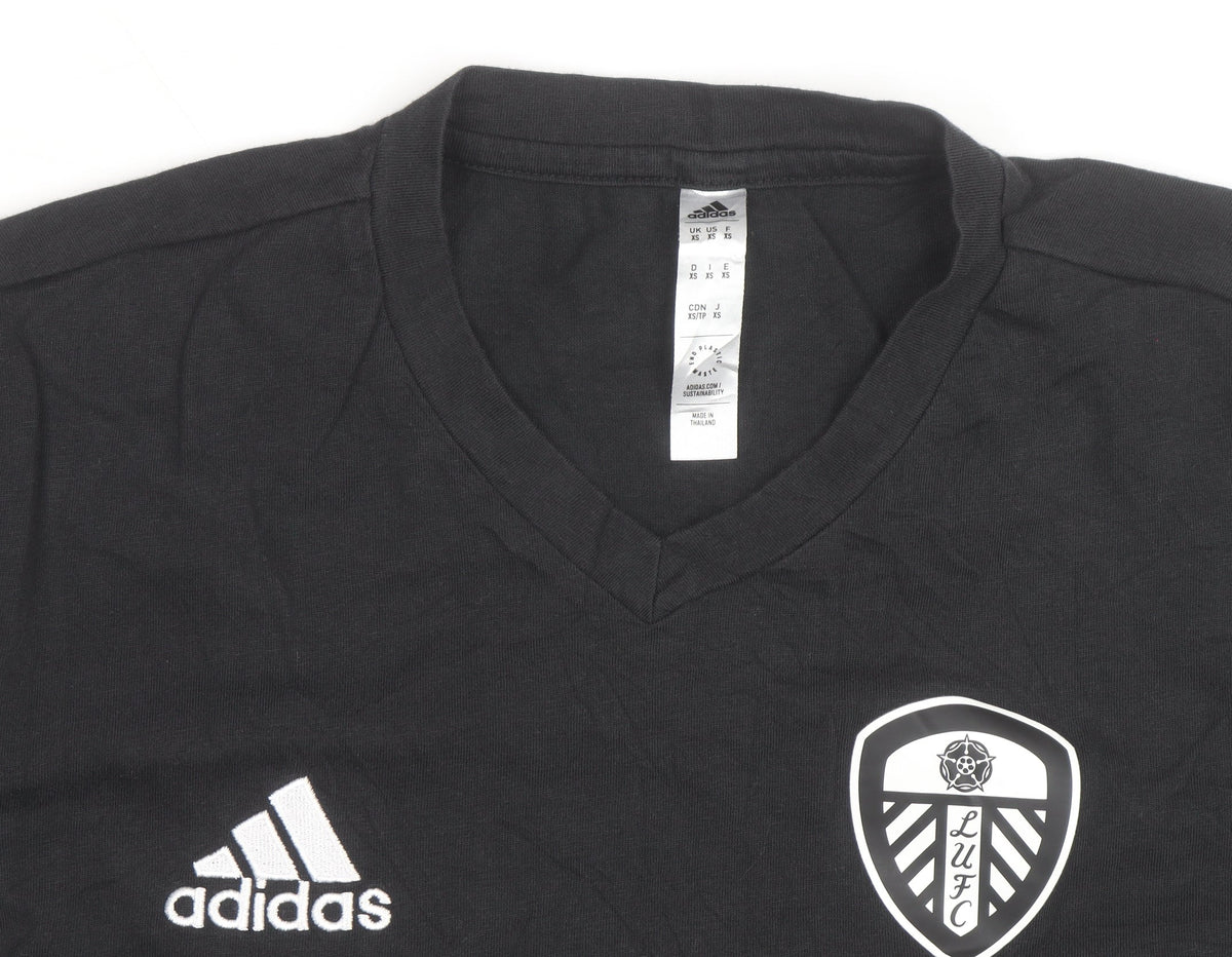 Additional view of Adidas men’s black leeds united v-neck short sleeve t-shirt, size S
