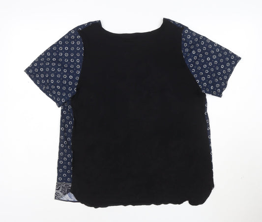 French Connection Women's Blue Floral Blouse XL Short Sleeve