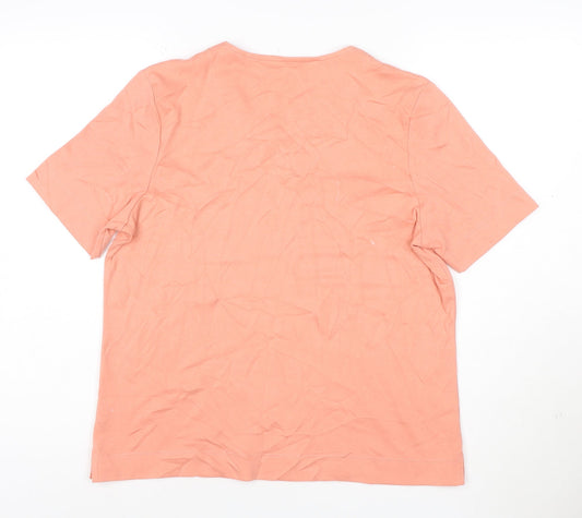 Nici Womens Pink Beaded V-Neck Short Sleeve T-Shirt M