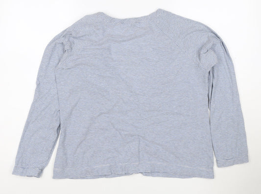 Cath Kidston Women's Blue Striped Long Sleeve Cotton Button-Up Top L