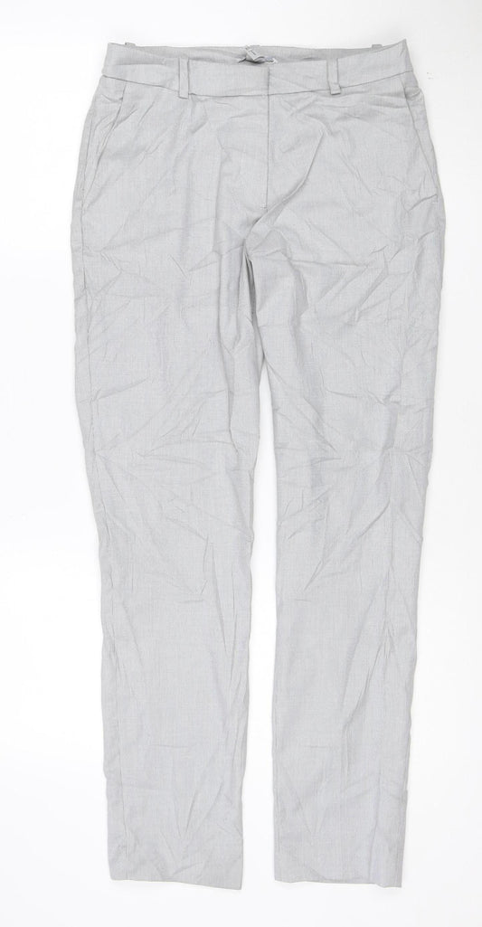 H&M Women’s Grey Check Chino Trousers Size 8 Regular Fit
