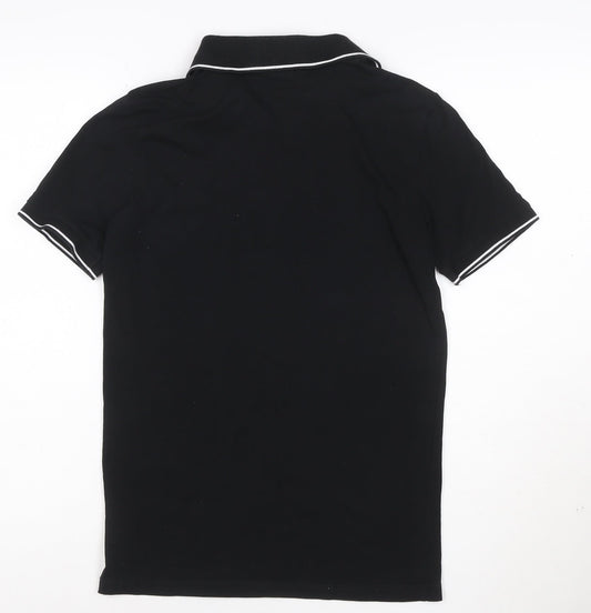 H&M Men's Black Slim Fit 1/4 Zip Polo Shirt XS