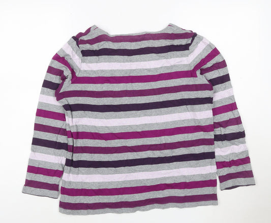 Maine New England Womens Multicoloured Striped Long Sleeve Cotton T-Shirt Size 16