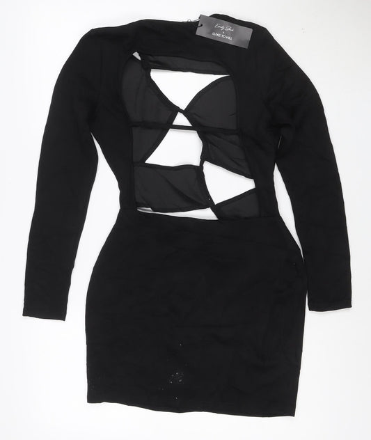 Luxe To Kill Women's Black Cut Out Long Sleeve Bodycon Party Dress M