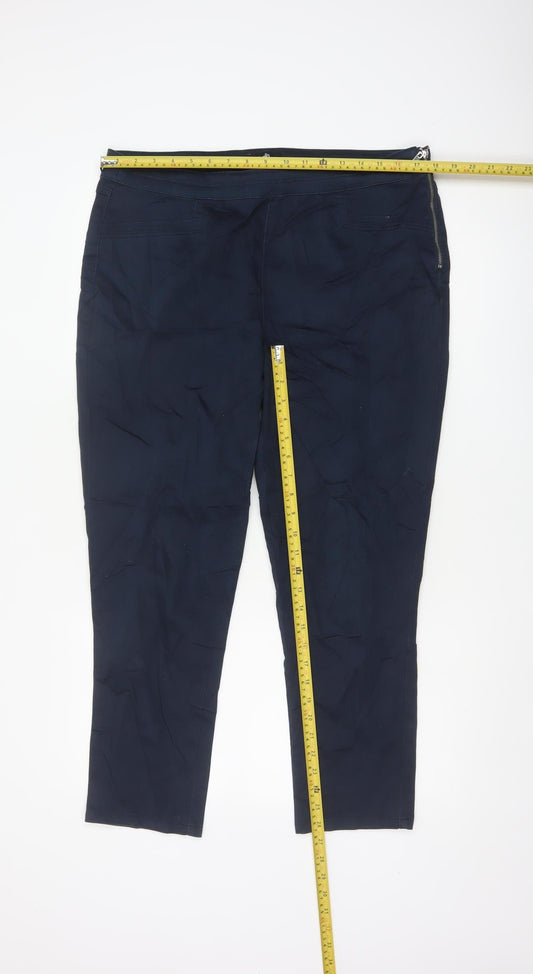 Wallis Womens Navy Blue Slim Trousers UK 16 Cotton Blend