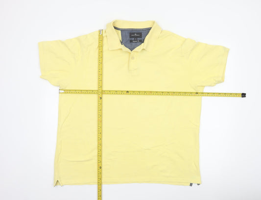 Marks & Spencer Blue Harbour Men's Yellow Cotton Polo Shirt XL Regular Fit
