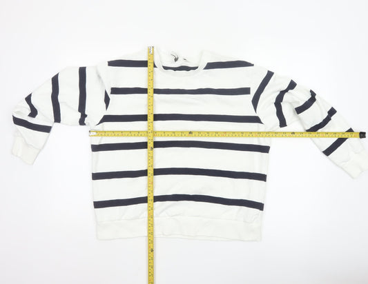 Marks and Spencer Women’s White Mix Striped Pullover Sweatshirt Medium