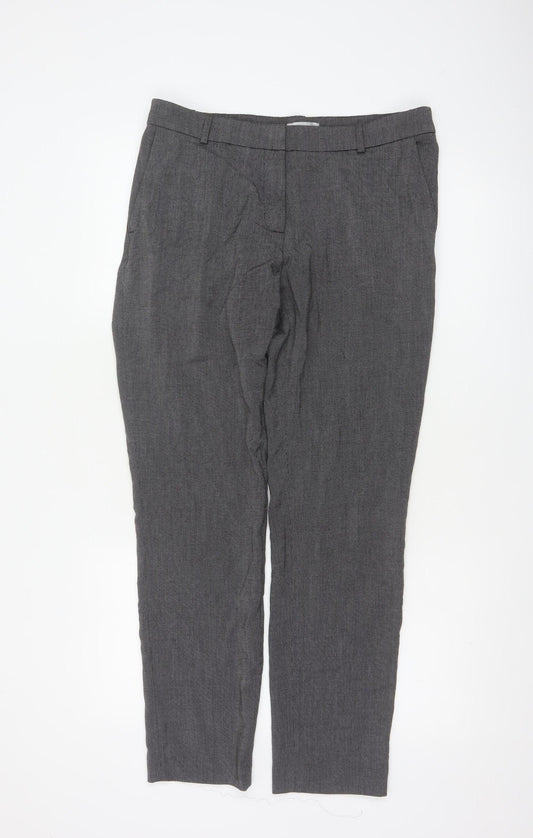 H&M Women’s Grey Stretch Work Trousers Size 12 Straight Leg