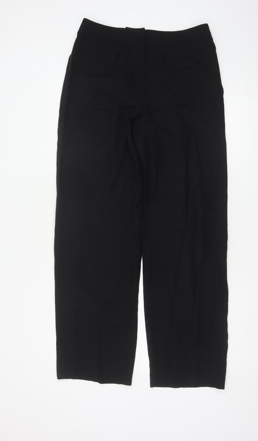 Linea Women Black Wool Wide-Leg Trousers Size 10