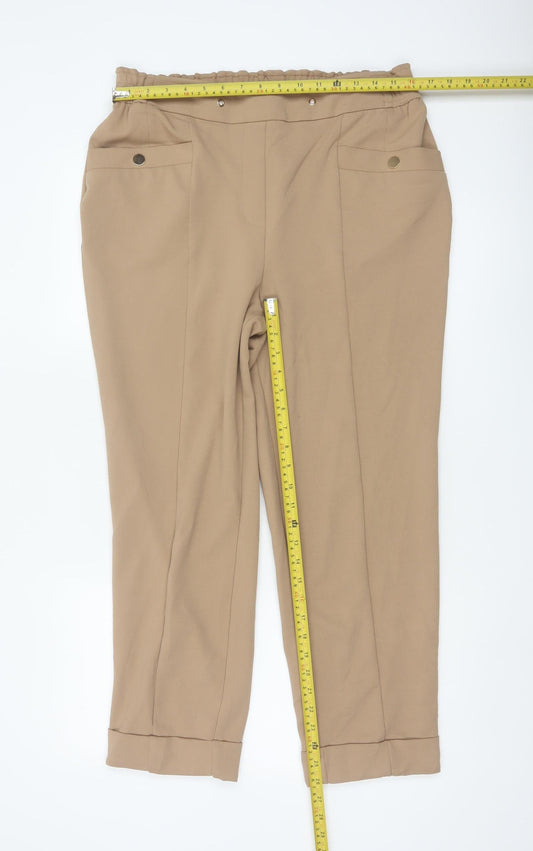 Next Womens Beige Tapered Comfort Trousers Size 14 Regular