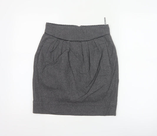 French Connection Women Grey Tulip Wool Blend Short Skirt Size 10