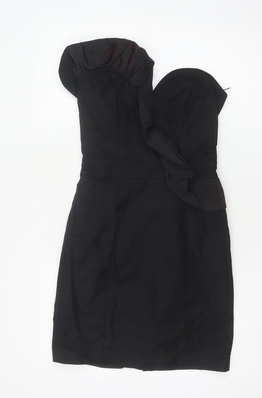 Additional front view of French Connection Women's Black, size 8, One Shoulder Bodycon Party Dress