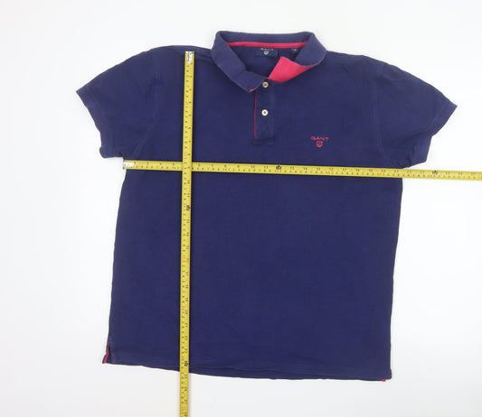 GANT Men's Blue Short Sleeve Polo Shirt XL Regular Fit Cotton