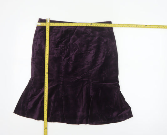 Boden Women’s Purple Velvet Trumpet Knee Length Skirt Size 12