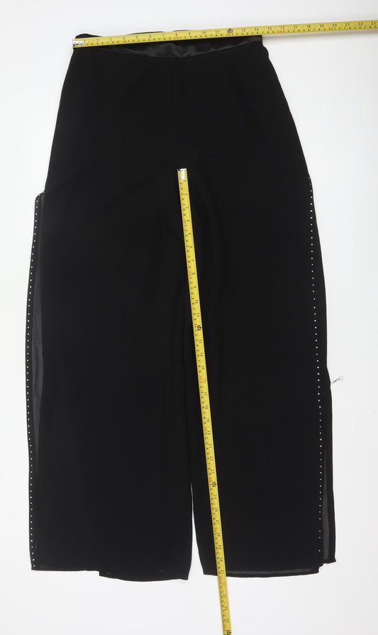Roman Originals Women Black Size 12 Wide-Leg Studded Trousers
