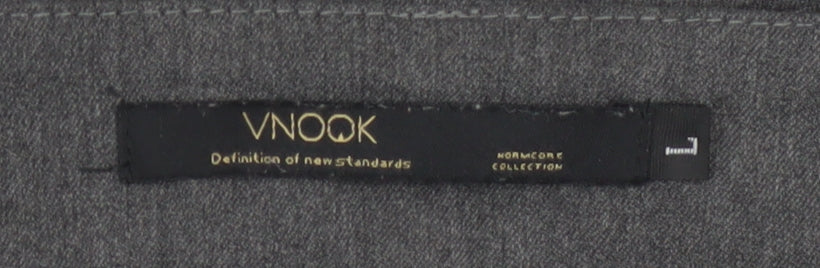 VNOOK Women Grey Chino Trousers L High Rise Pleated Tapered