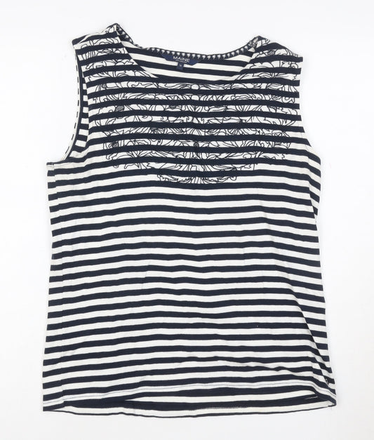 Maine New England Women's Blue Striped Cotton Sleeveless Tank Top Size 16