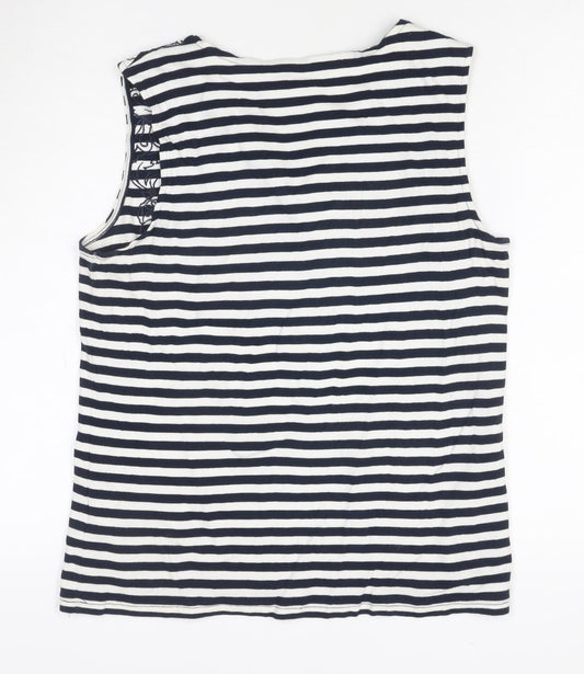 Maine New England Women's Blue Striped Cotton Sleeveless Tank Top Size 16