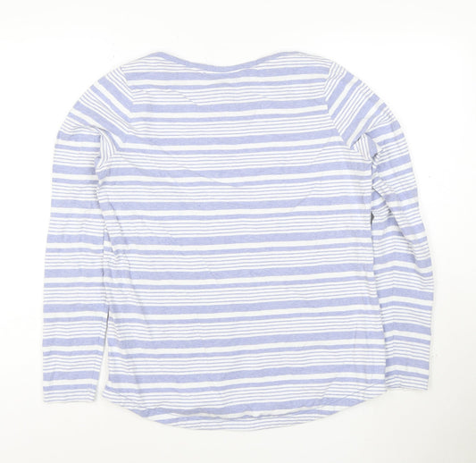 FatFace Women Blue Striped Long Sleeve Organic Cotton T-Shirt UK 10