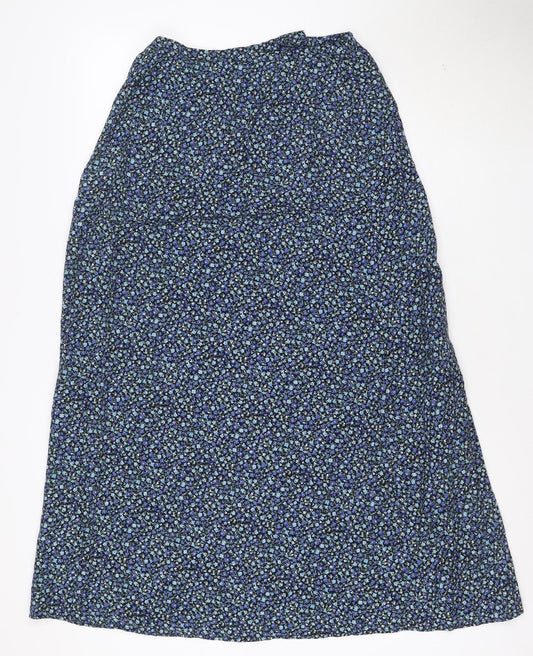 Richards Women’s Blue Floral A-Line Petites Viscose Skirt Size 12