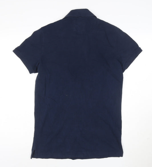 Hollister Men's Blue Epic Flex Stretch Slim Fit Polo Shirt M