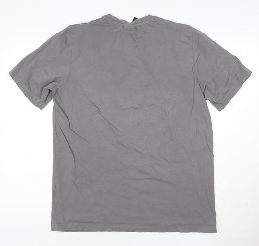 adidas Mens Grey Cotton Crew Neck Short Sleeve Sports T-Shirt Size L