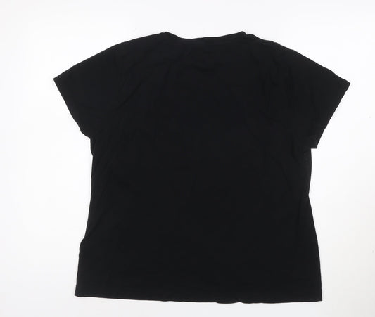 DKNY Jeans Women's Black Sequin Logo T-Shirt Size XL
